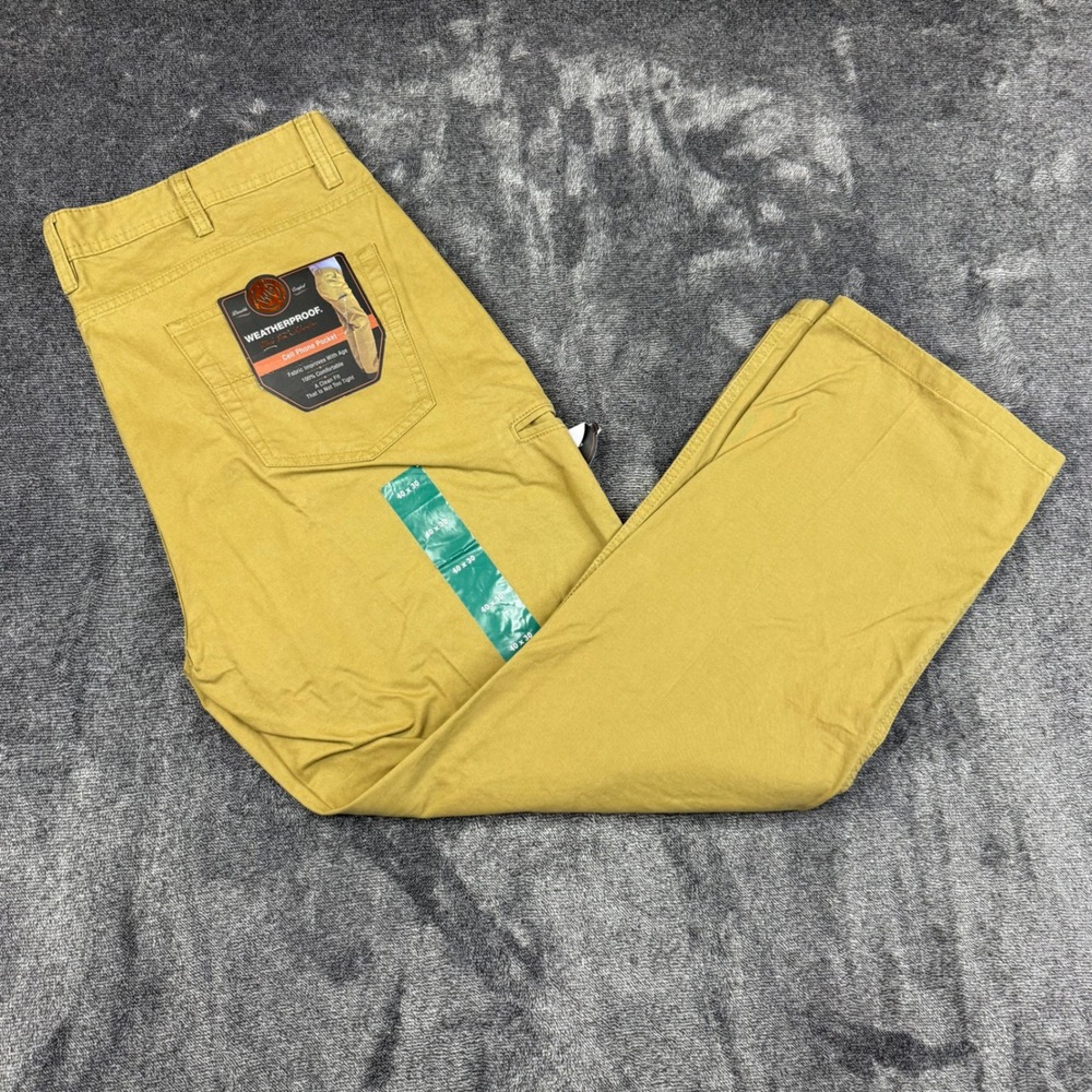 Weatherproof Pants Mens 40x30 Golden Tan Utility Cell Phone Pocket W6F071SC